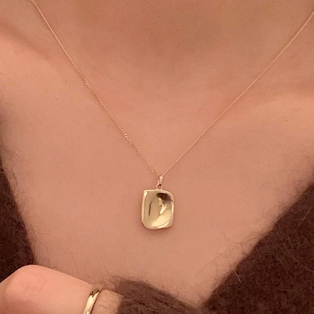 14k 18k 조약돌 사각 코인 펜던트