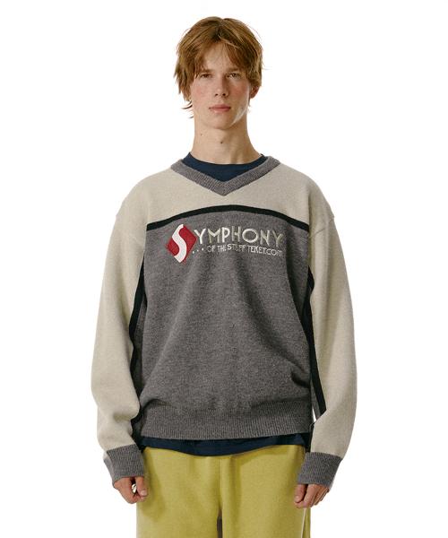 Symphony V-Neck Knit Sweater Melange Gray