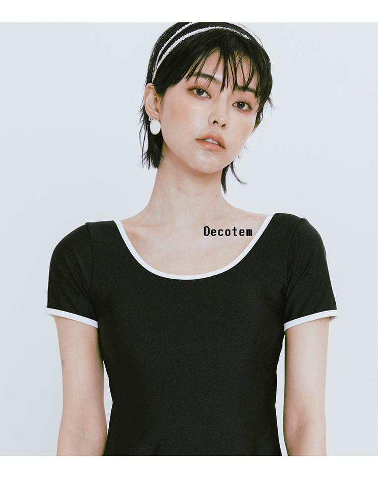 블랙 심플 깔끔 모노키니 치마 원피스수영복