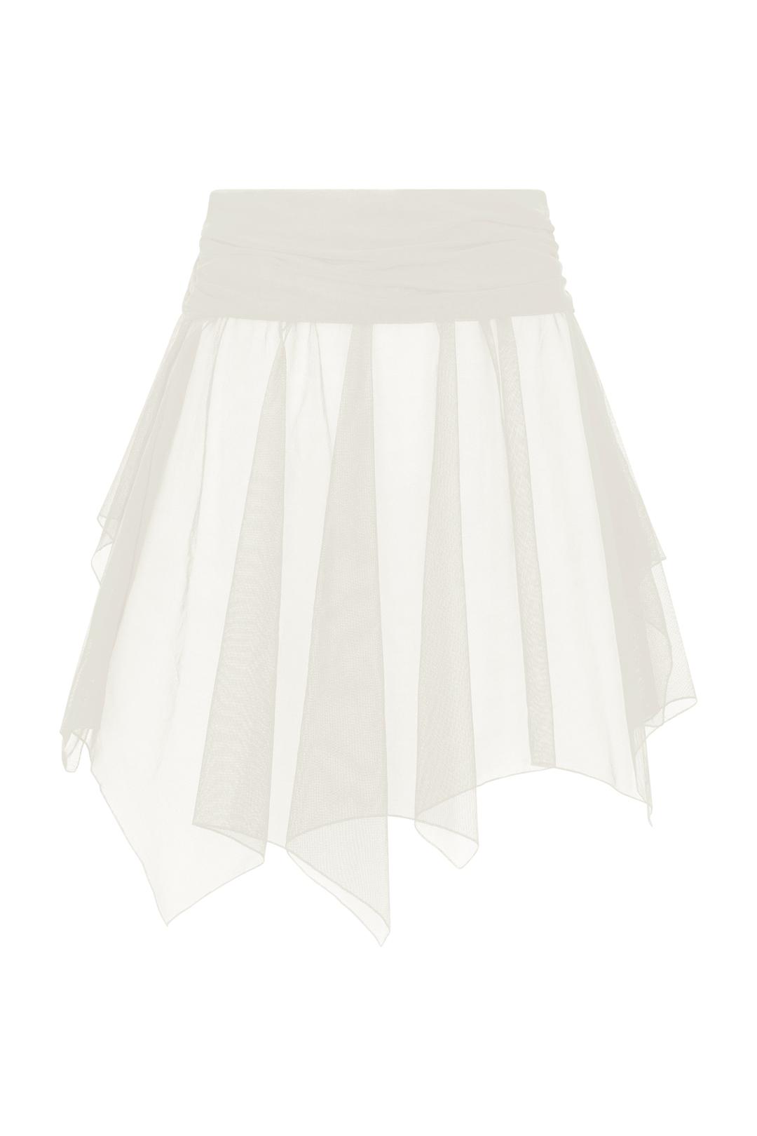 [당일발송] Mesh Shirring Midi Skirt *Ivory