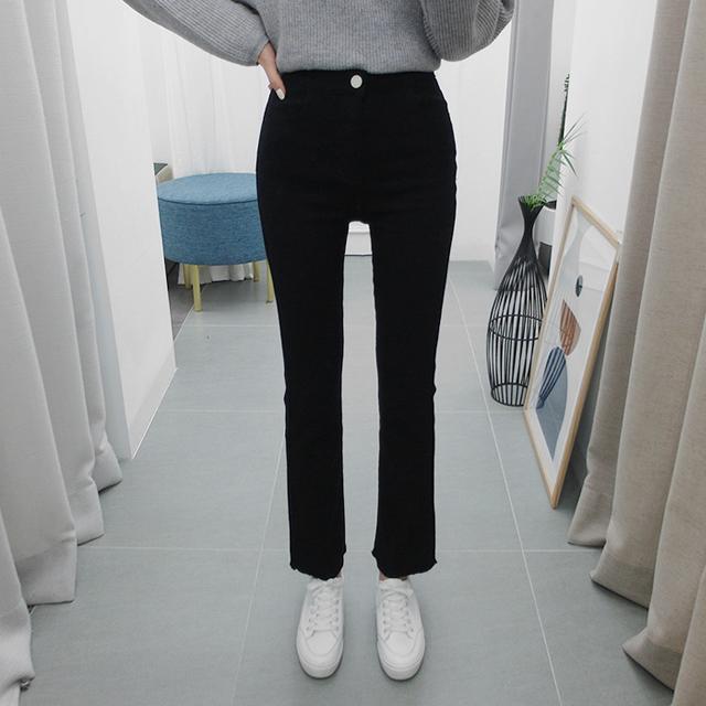 블랙스판커팅일자팬츠(602차 재입고)