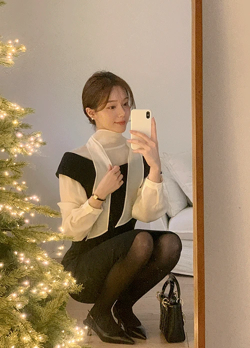 [연말룩/하객룩/레이어드] 루이 오프 숄더 원피스