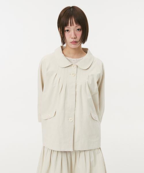 ROUNDED COLLAR COTTON JACKET, BEIGE