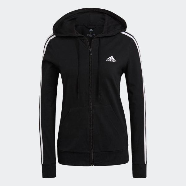 Essentials Single Jersey 3-Stripes Full-Zip Hoodie