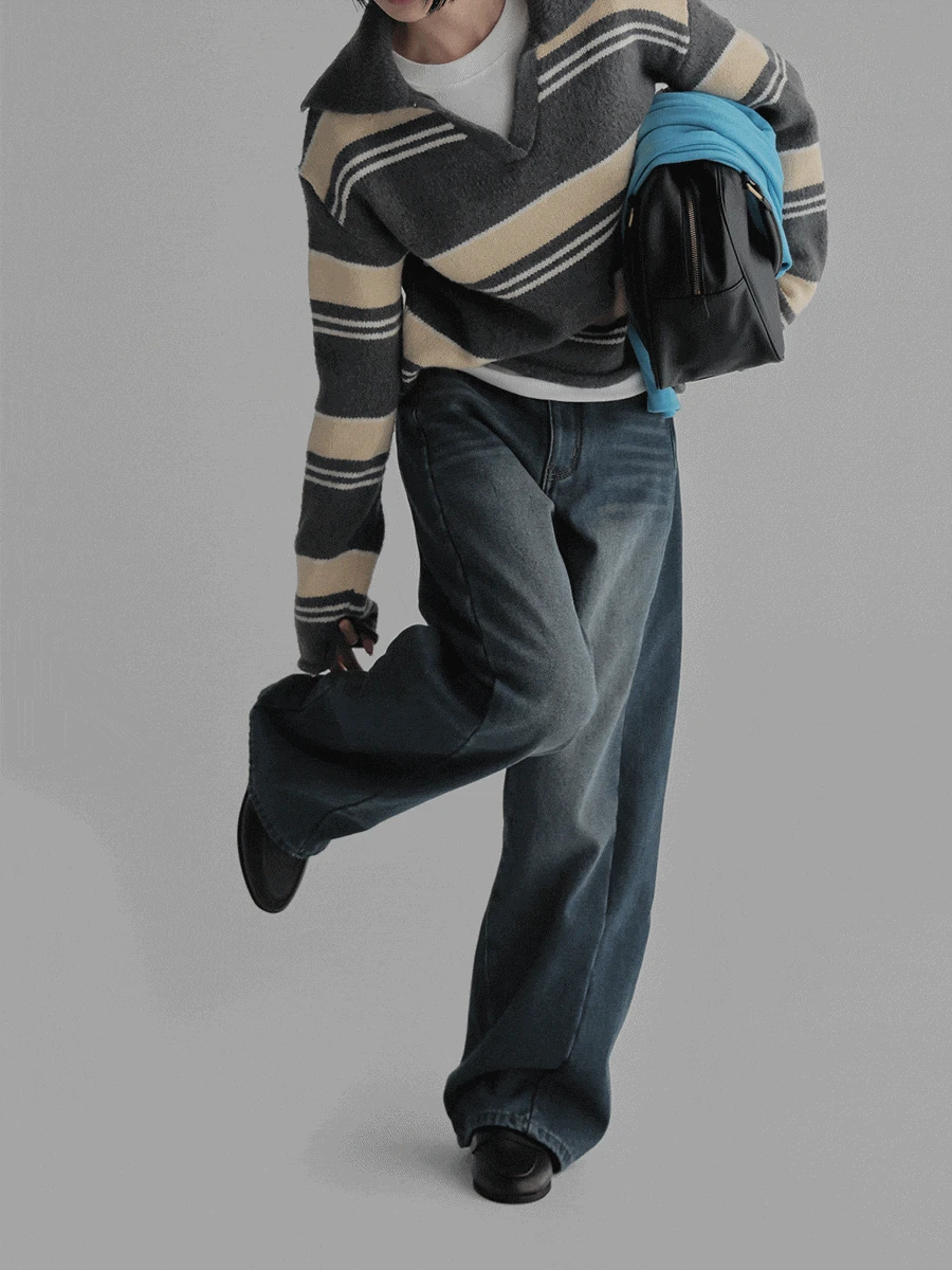 (본딩기모)웜터치와이드데님팬츠