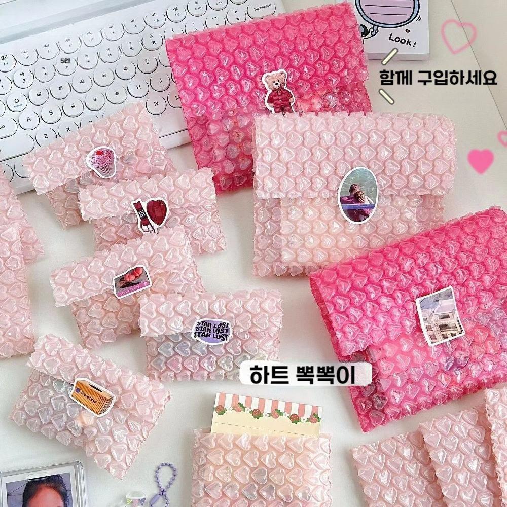 하트뽁뽁이 핑크 30개 세트 하트 포장 봉투 포카포장 에어캡 비닐