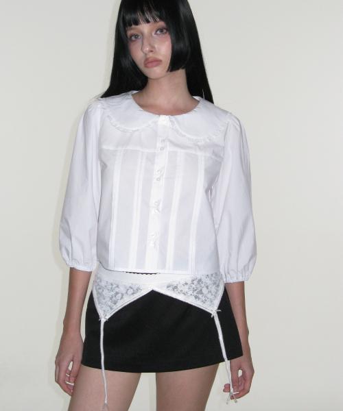 레이스 브라렛 & 스커트 팬츠 세트_블랙