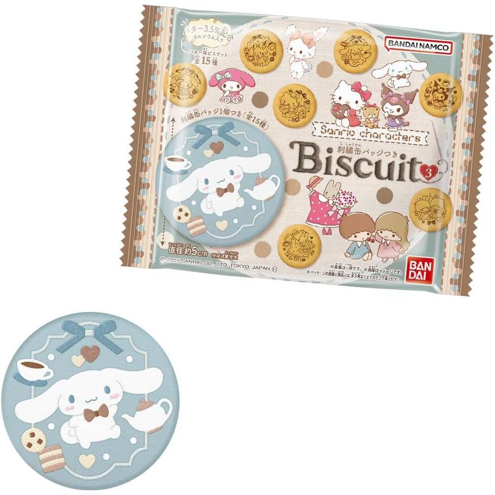 반다이 산리오 캐릭터 자수캔 배지 식완 비스킷 3 12개입