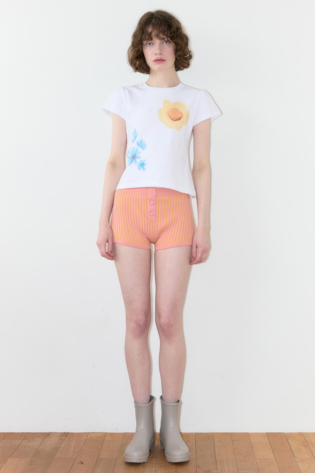 Floral Leaf Puff T-Shirt (White)