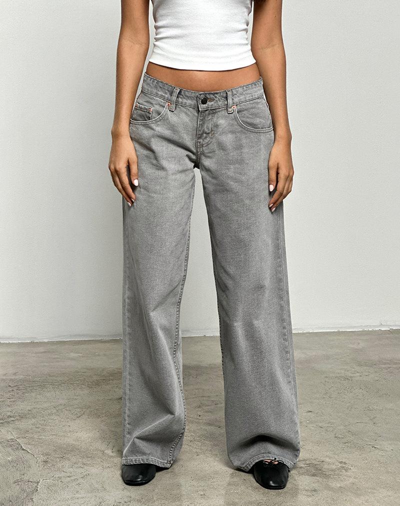 Low Rise Roomy Jeans in Bleach Grey - W24 L30