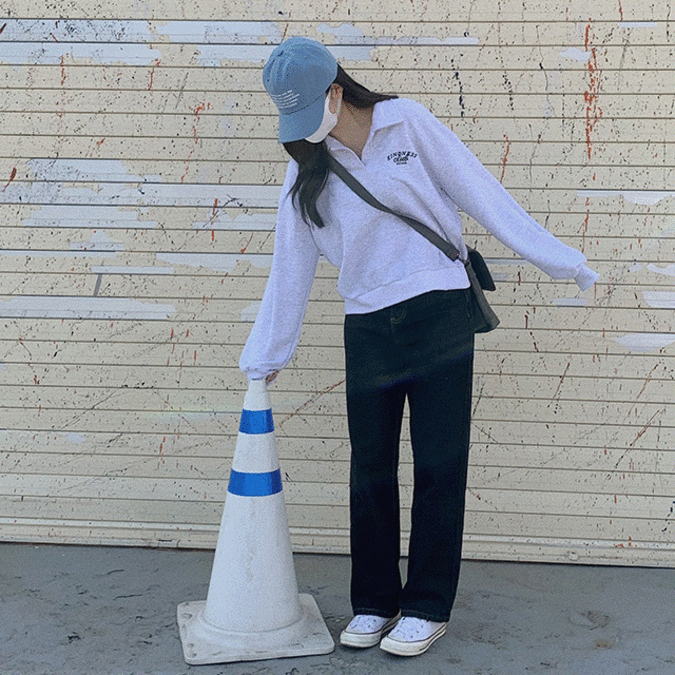 마하그리드 RALLY COLLARED SWEATSHIRT[GREY] - 위시버킷