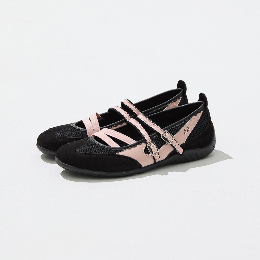 [8월 말 출고] Nudge Strap Flat Shoes - Black