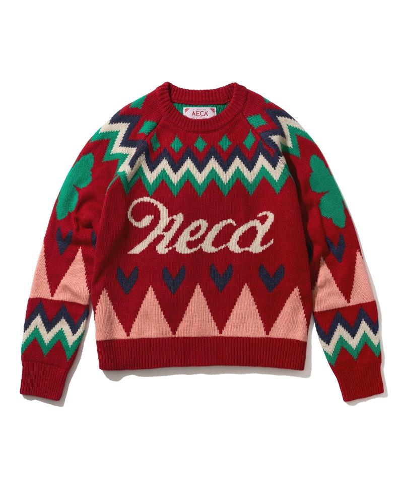 AECA COWICHAN PULL OVER KNIT-RED