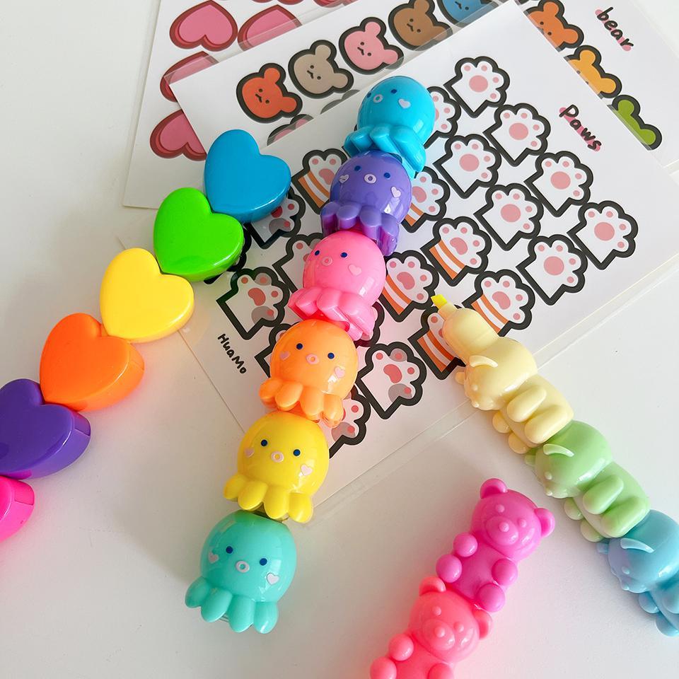 칼라풀 캉캉 줄줄이 형광펜 3type