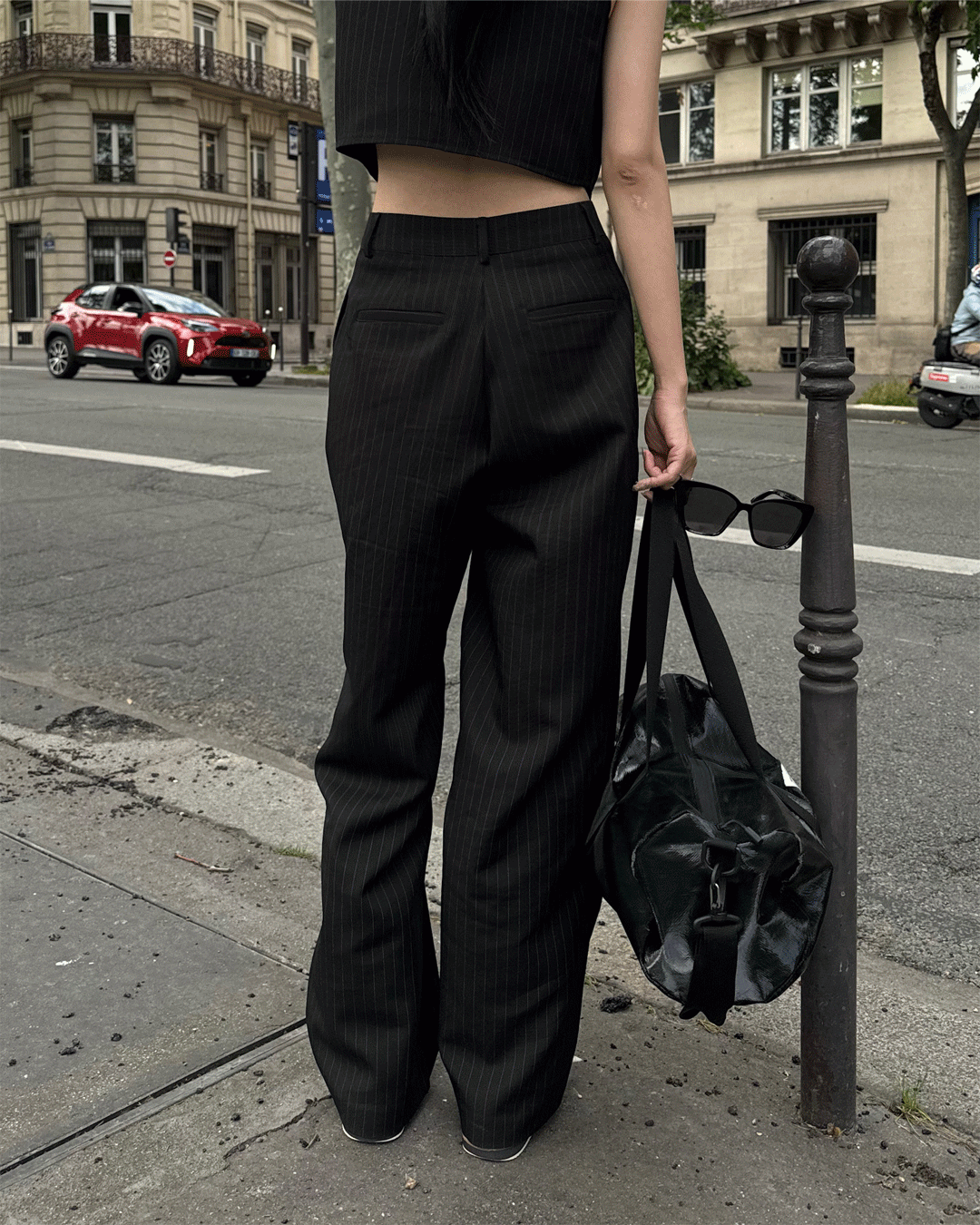 Stripe wide pants