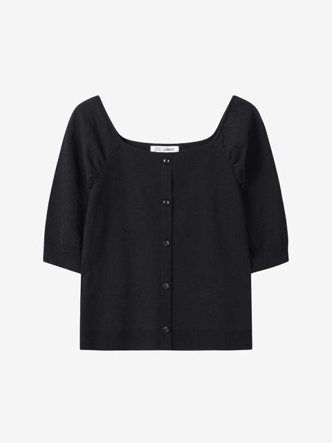 스퀘어넥 퍼프슬리브 풀오버_C252KSK039