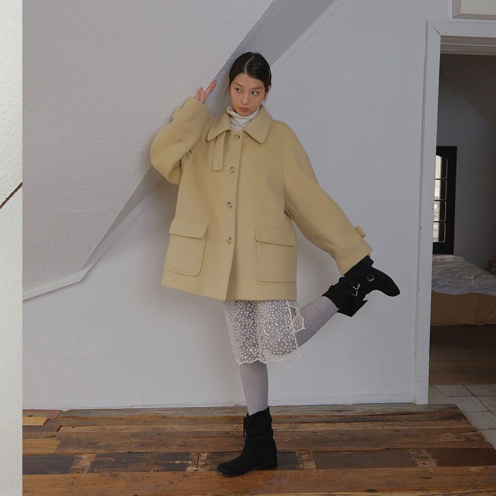 [29CM 단독] 12월중순 예약배송 4th) moui Classic Wool half coat (BUTTER)