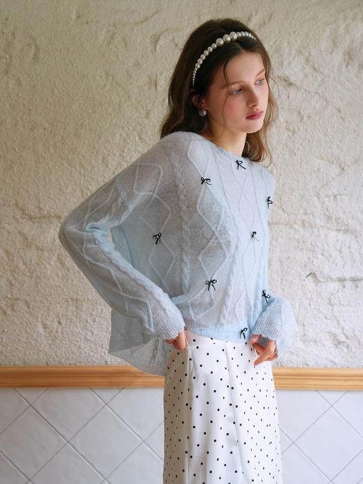 Cest_Bow cable knit top