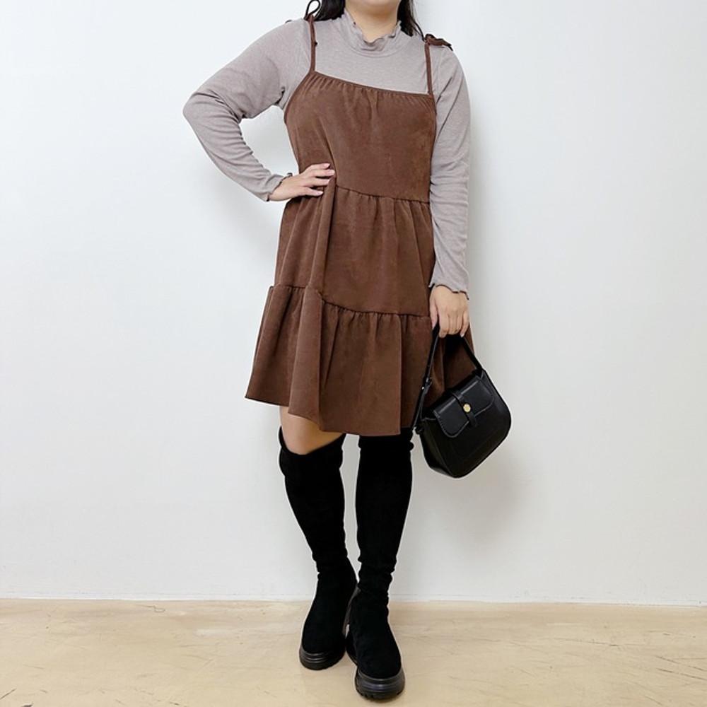 뉴아 스웨이드 캉캉 뷔스티에 원피스 [빅사이즈 55~88]