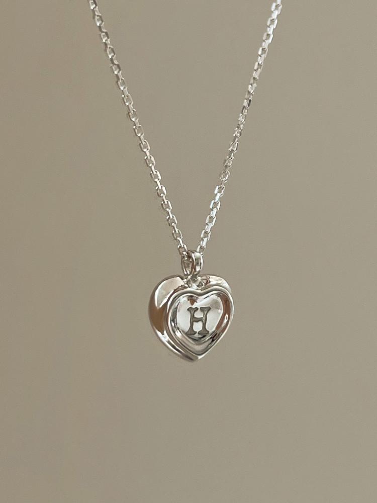 실버925 어썸 하트 이니셜 각인 목걸이 2colors