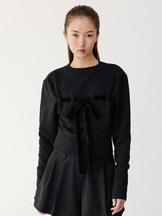 RIBBON DETAILED SWEATSHIRT_TT4S203BK