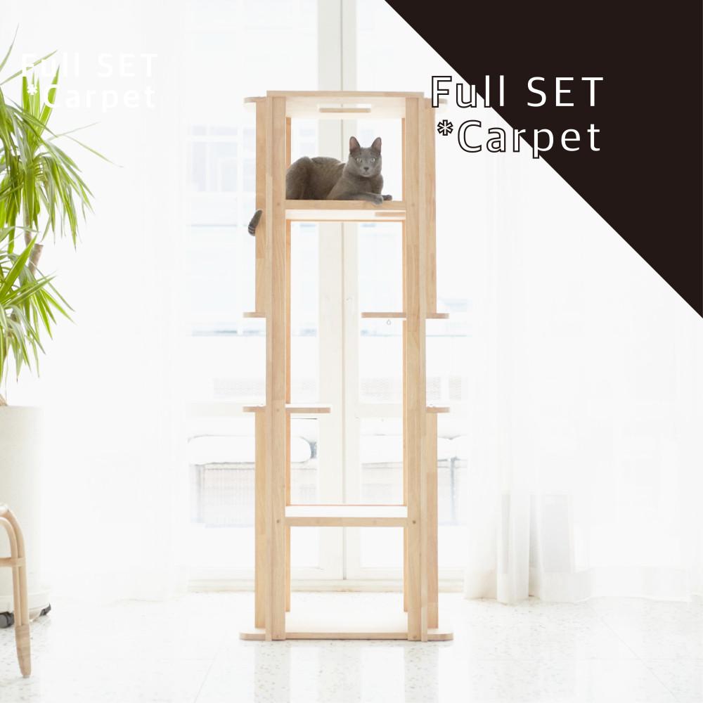 [카페트 풀세트]고무나무 원목가구 캣타워 하임 +헤드 / 쉼터 / 발판 / 네모카페트