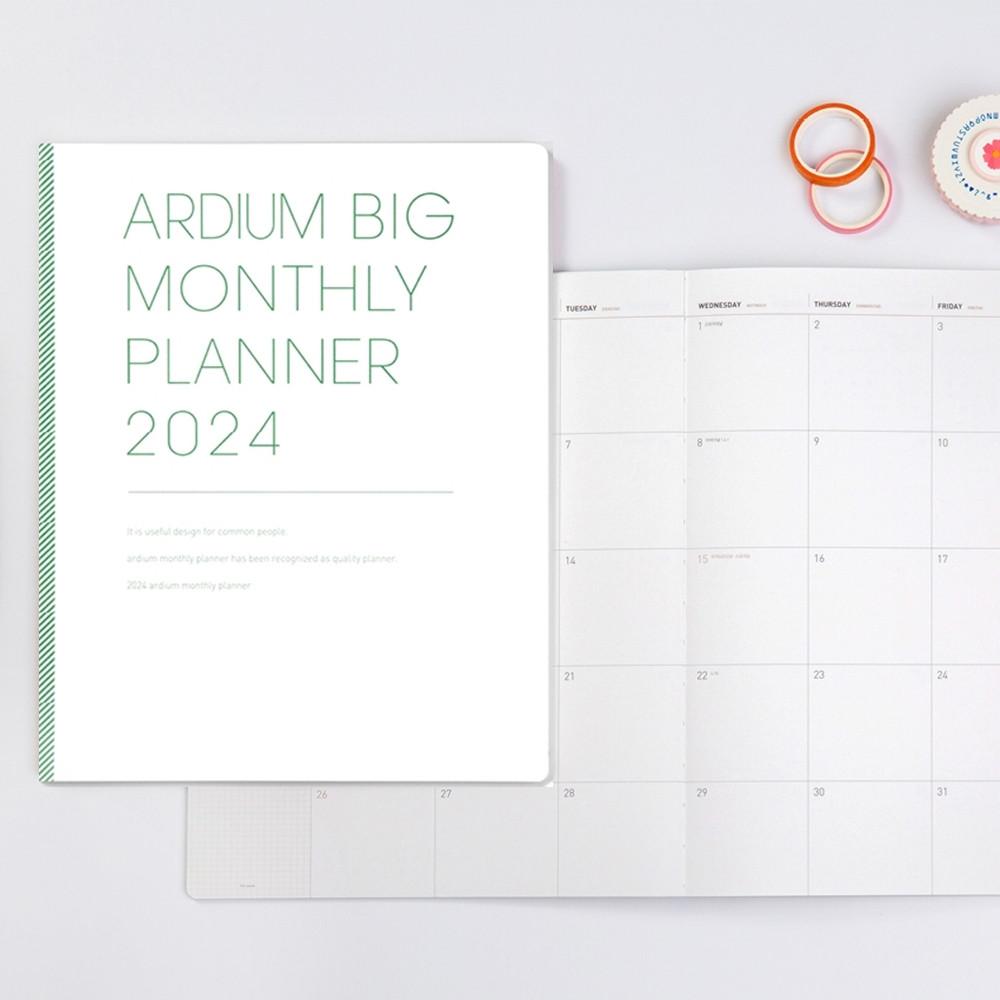 2024 빅 먼슬리 플래너 회사 업무 다이어리 큰 A4 2024년 직장인 월간 스케줄러 그린