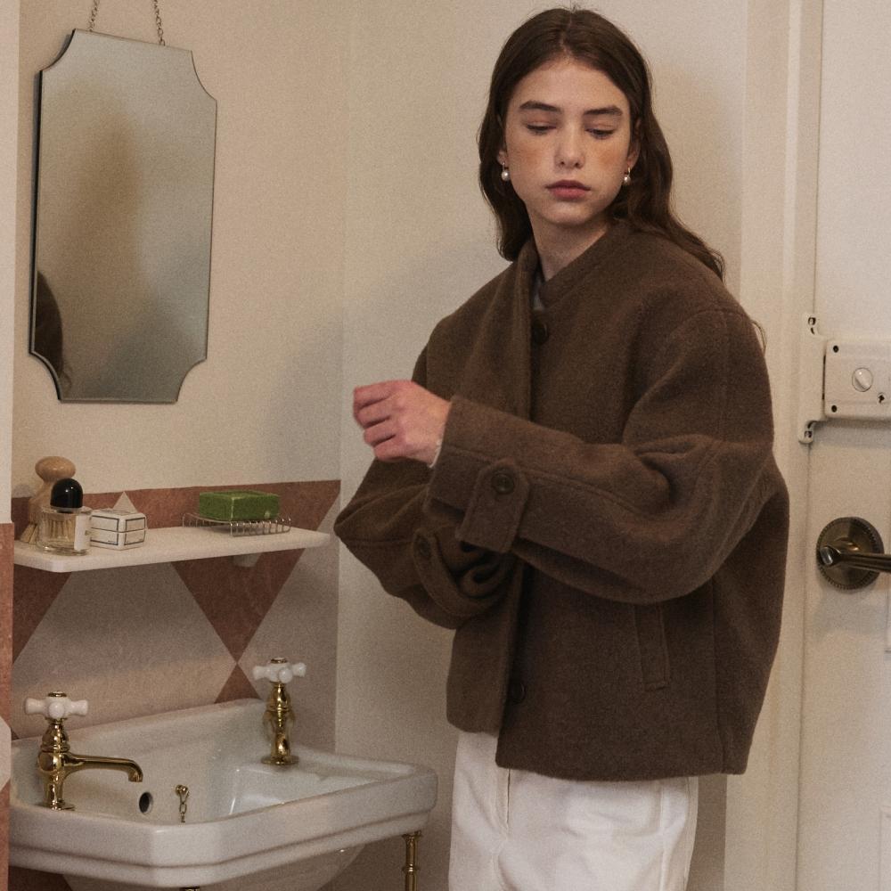 ROUND BOUCLE JACKET_BROWN