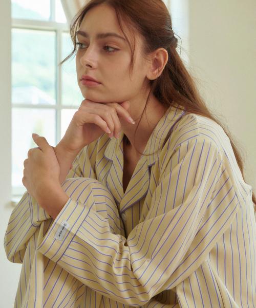 버터 크림 긴팔 파자마 세트