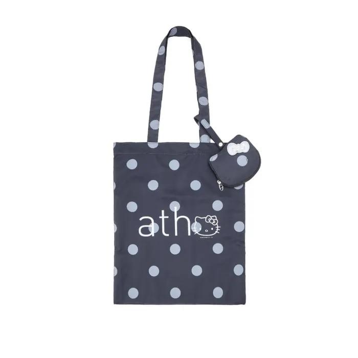 [Hello Kitty x athe] 도트 블랙 파우치 키링 & 에코백 AAWA6E016BK