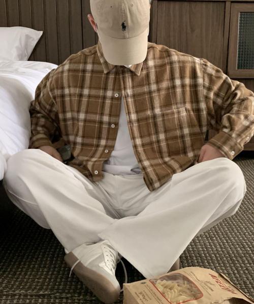 더 스테디 체크셔츠 (카멜)