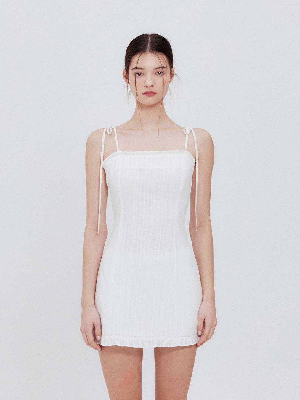 Lace frill mini dress (Ivory)
