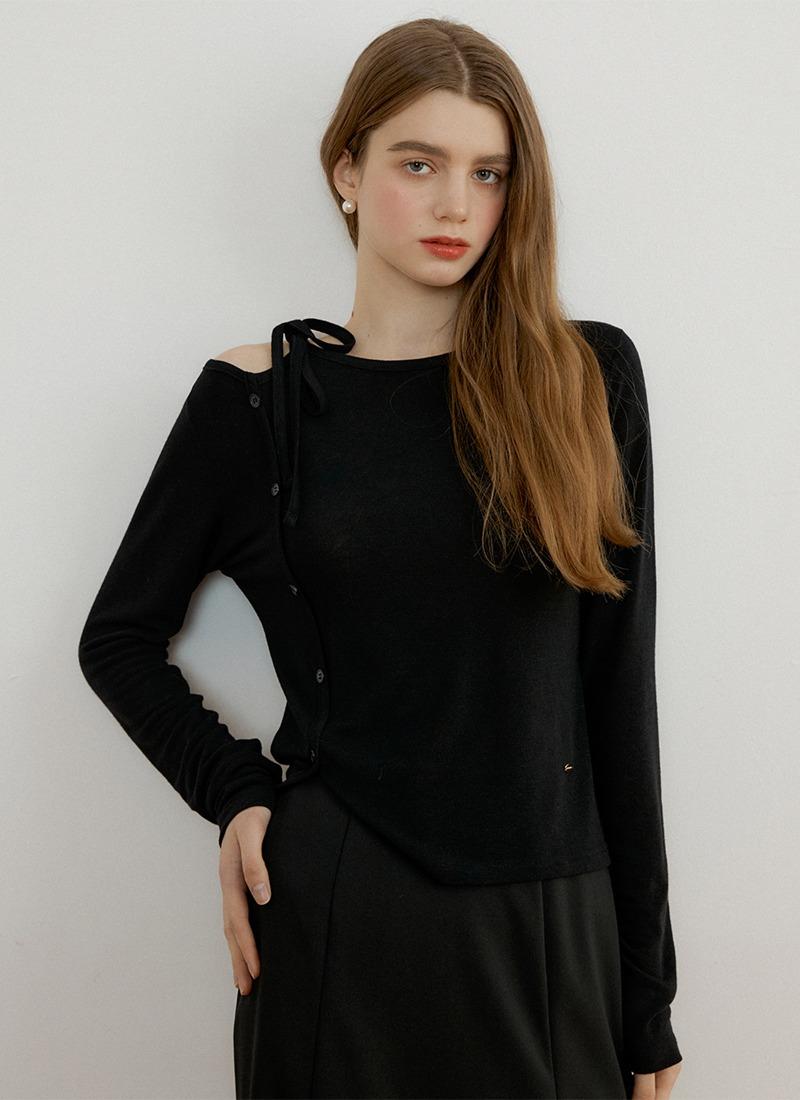 RE-SIDE RIBBON TOP BLACK