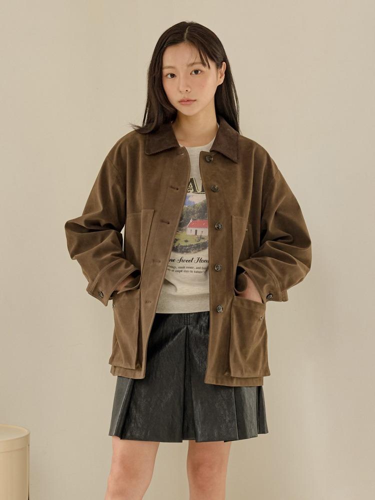 코듀로이 카라 배색 스웨이드 자켓 OE5AJ8770