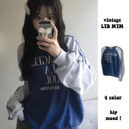 [핏이쁨!/빈티지] 비엘티 나그랑 프린팅 맨투맨 (3color)