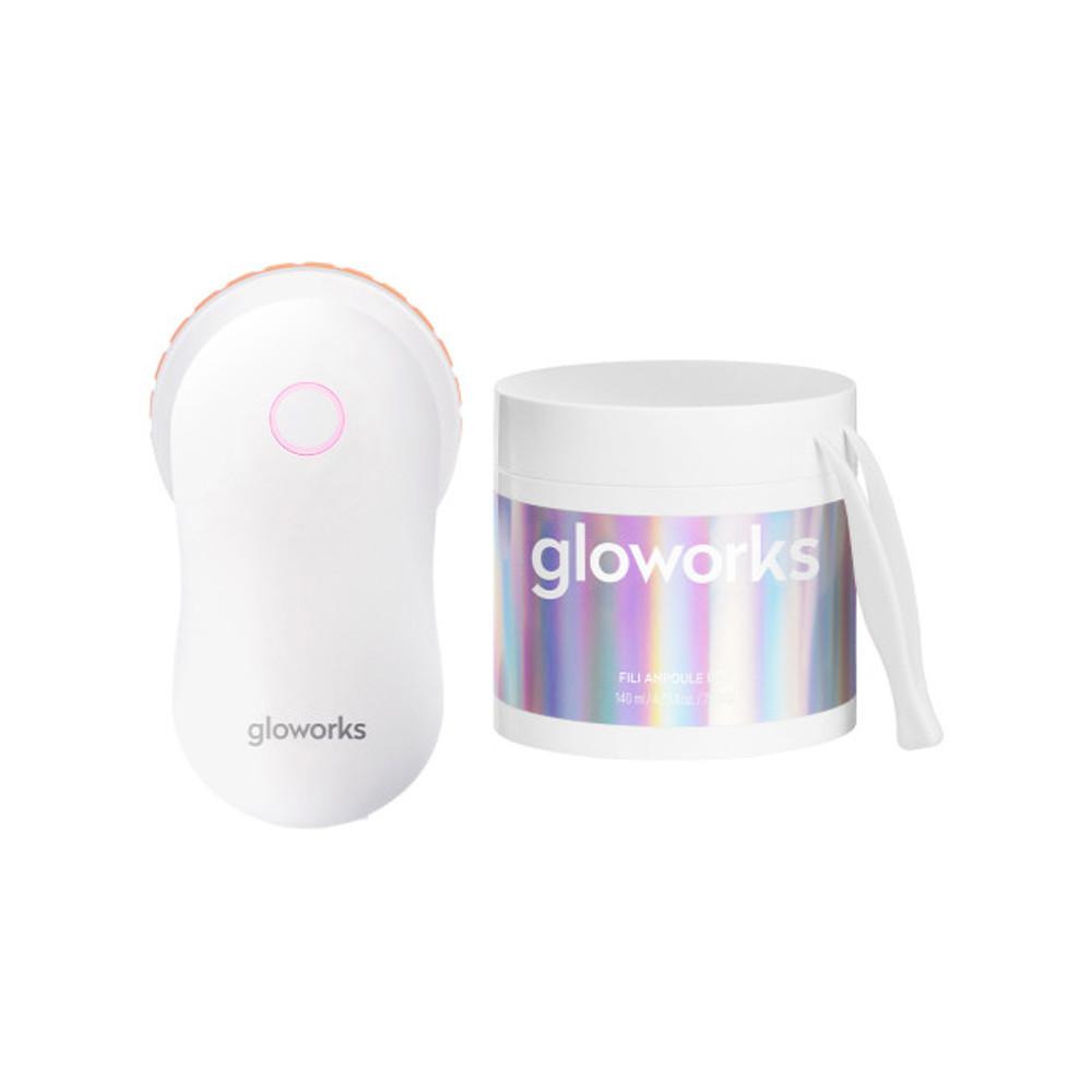 글로웍스 4D 모션 진동 뷰티 디바이스 + 글로웍스 필리 앰플 명주실 패드 70매 (155ml) / 얼굴마사지기 각질 피지 모공 진동클렌저 피부관리기 홈케어기기