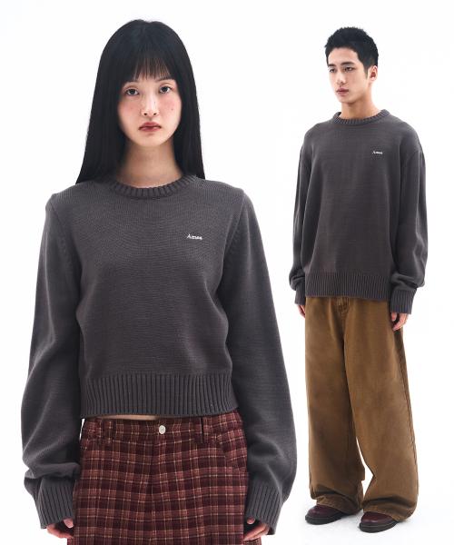 BASIC SMALL LOGO KNIT CHARCOAL