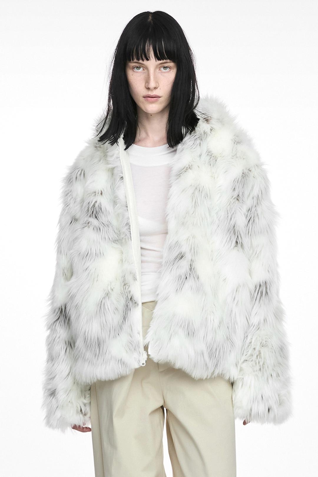 REVERSIBLE HOODIE FAUX FUR JACKET CREAM