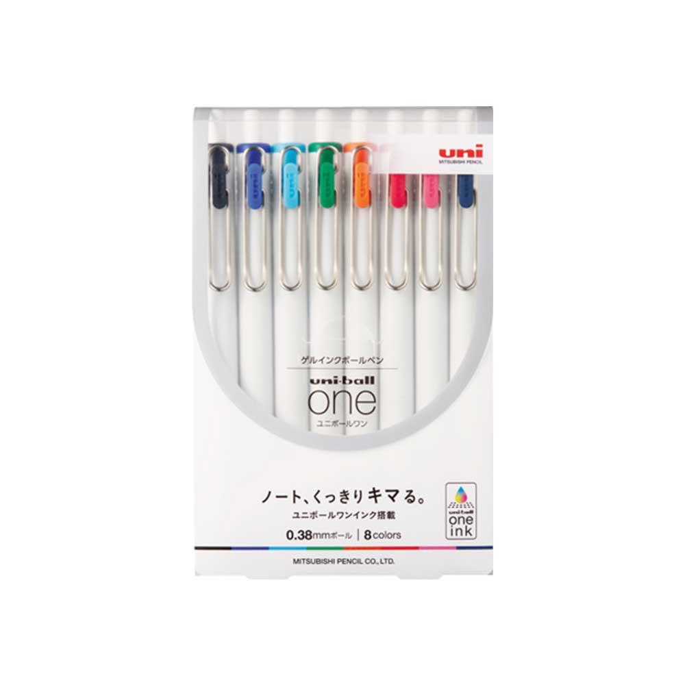 유니볼 원 8색세트 한층 진한 신개발BEADSPACK안료로 필기시 기억에 더 잘 남는 볼펜