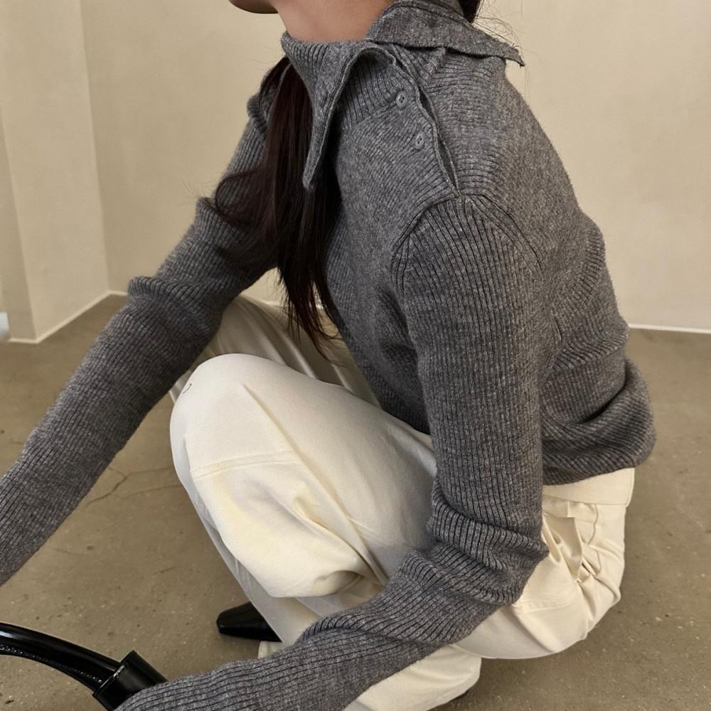 (블랙당일) 레이크사이드스튜디오 골지 코스 단추 폴라 니트