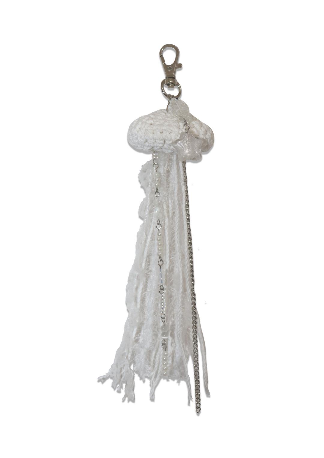 white hairy jellyfish keyring