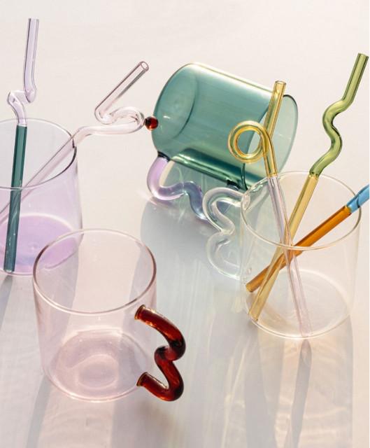 헤이유드 Two in one color straw 유리빨대 홈카페