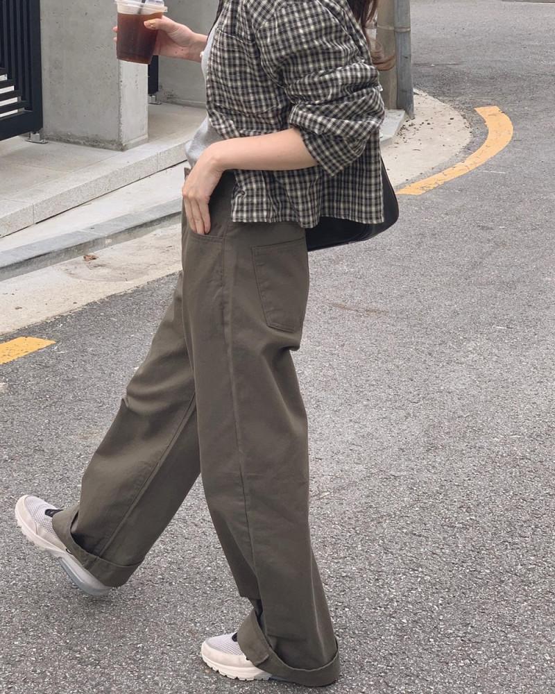 딥카키 와이드 pants