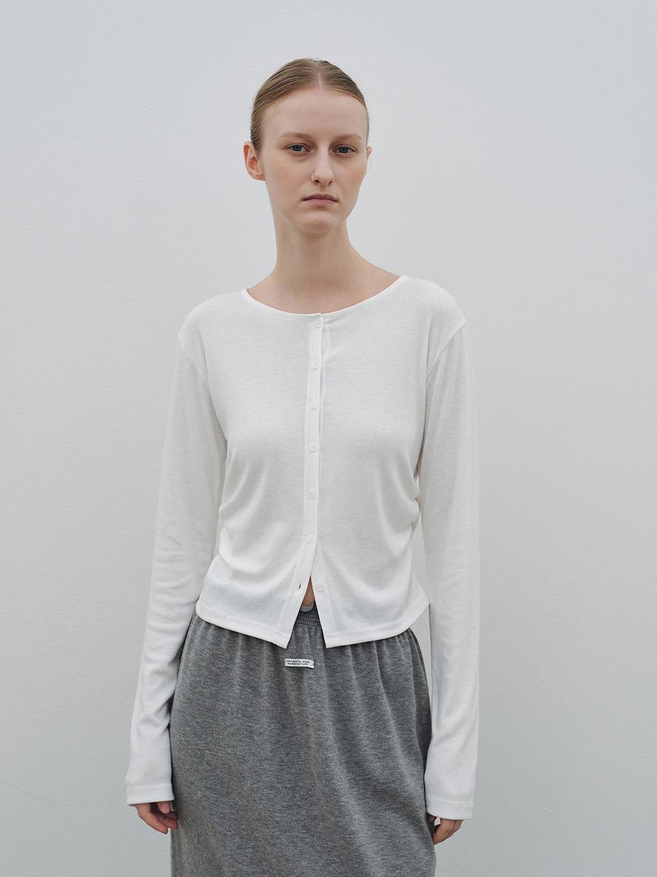 Side Shirring Cardigan (Ivory)