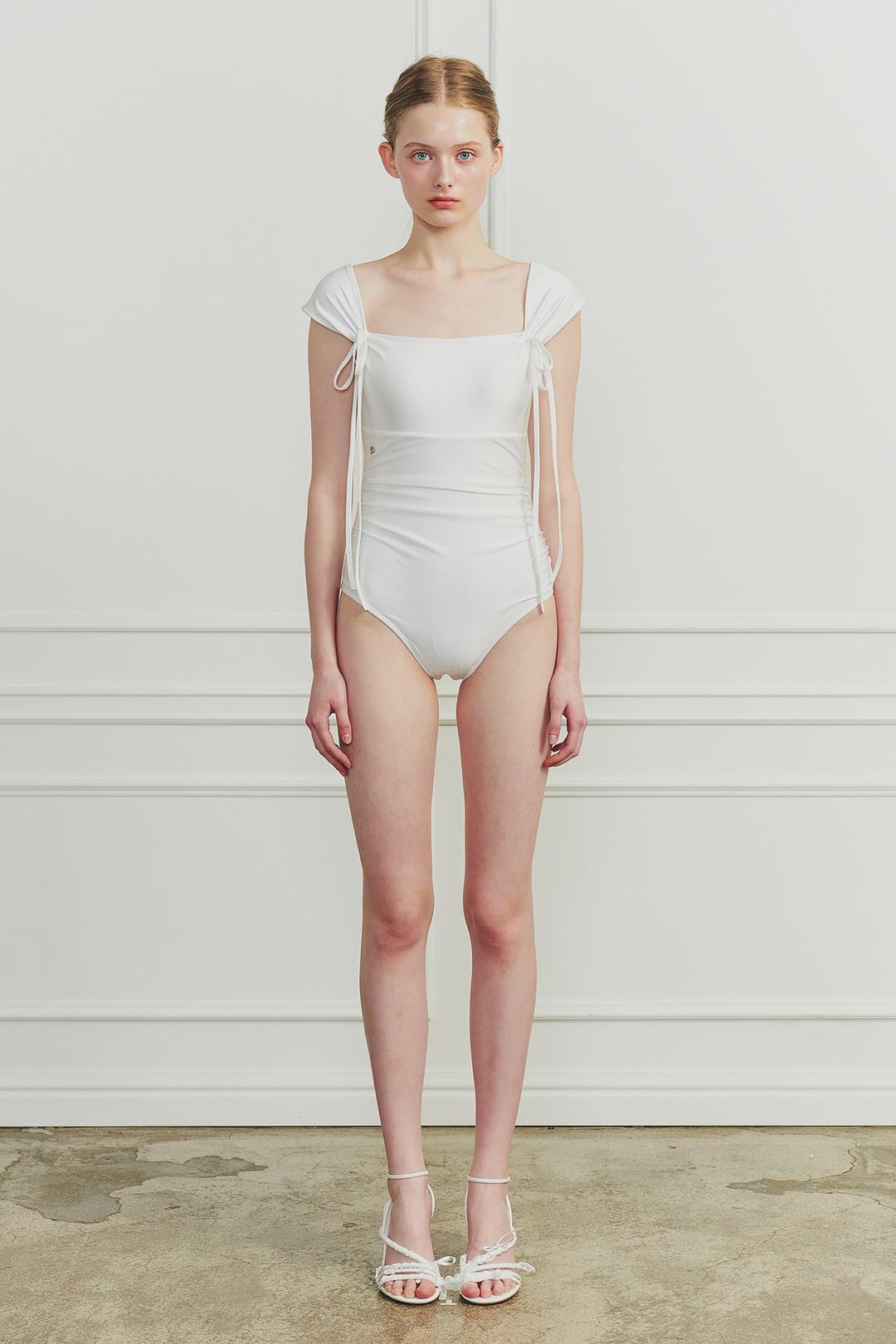 DEW COWL SWIMSUIT white