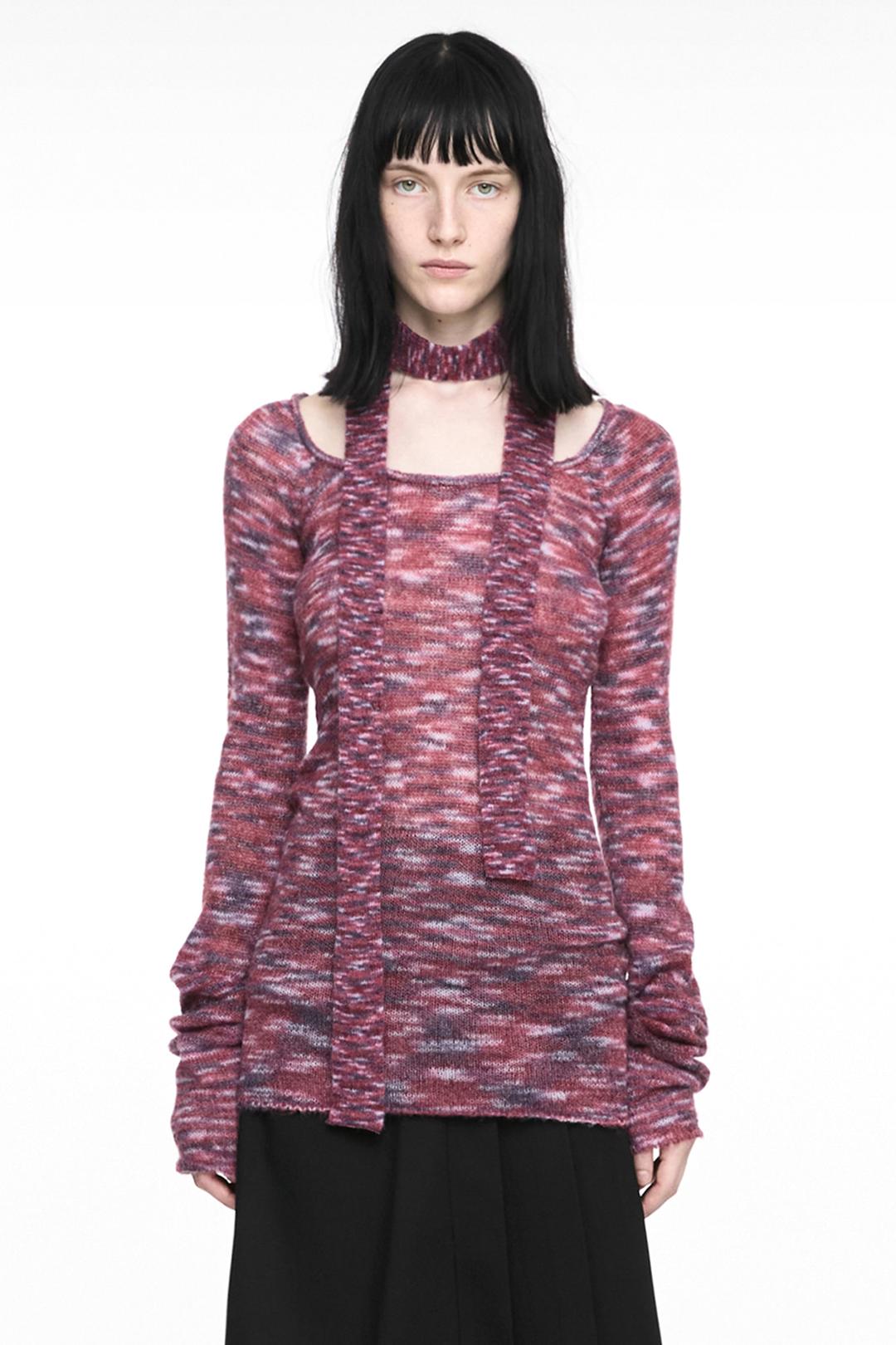 MIXED MUFFLER KNIT BURGUNDY