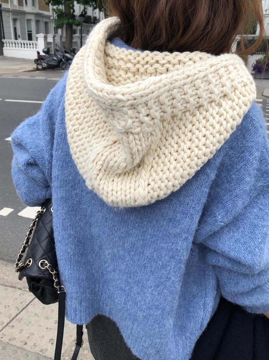 수블랑 25FW 신상 오버테이크 레이어 핸드 바라클라바 니트