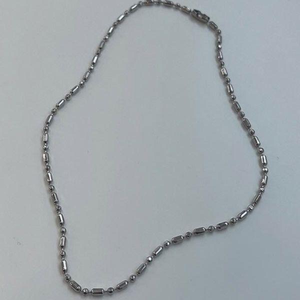 볼 스퀘어 심플 체인 목걸이