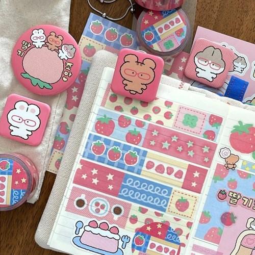 윤구 딸기패턴 마스킹테이프