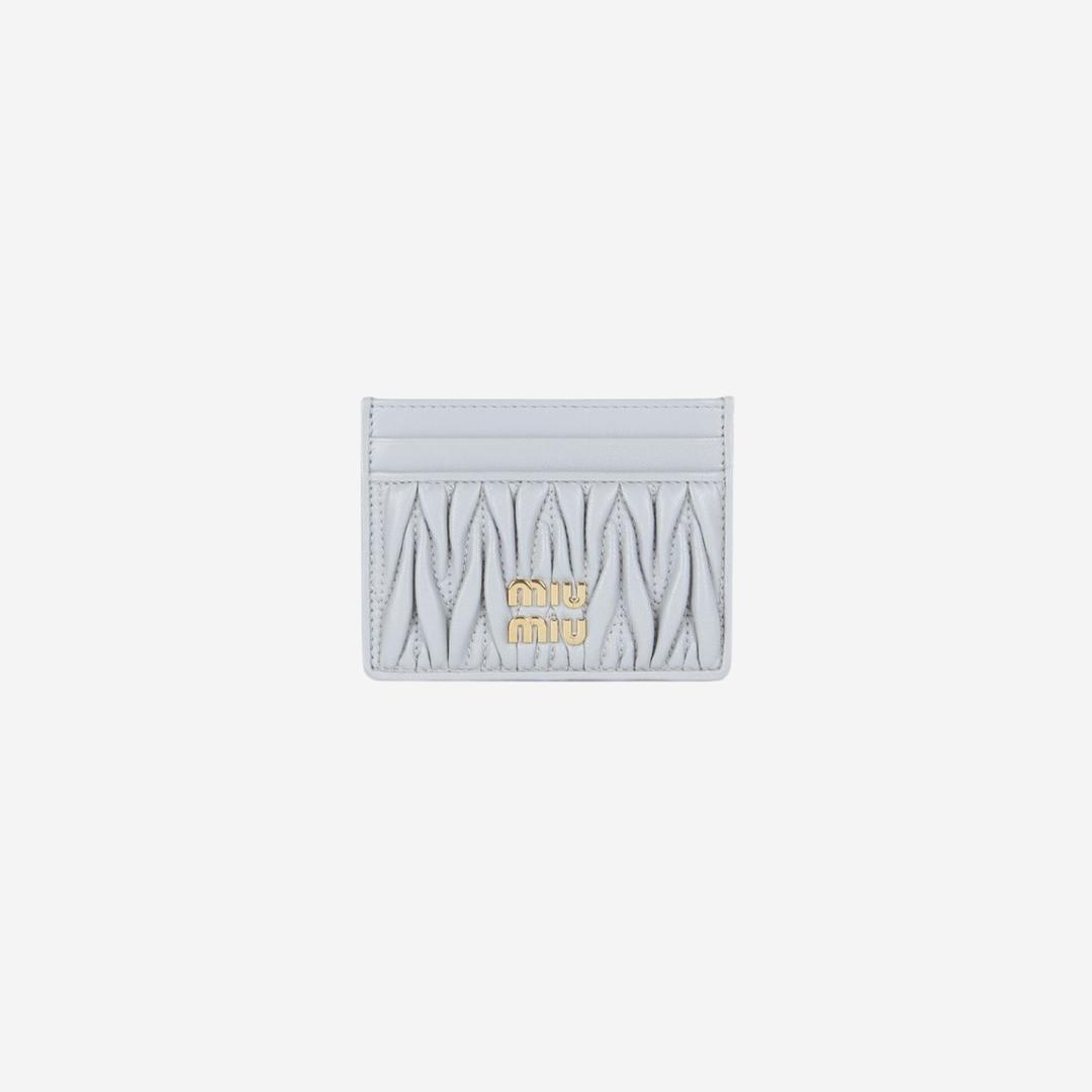 Miu Miu Matelasse Nappa Leather Card Holder Cornflower Blue